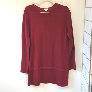 J. Jill Machine Washable 100% Merino Wool Red Tunic Sweater Medium Tall